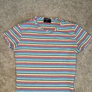 Xhilaration Colorful Striped Short Sleeve Tee